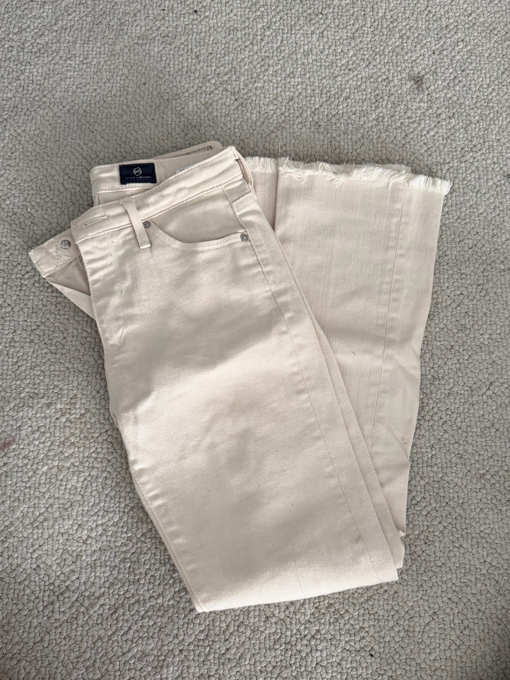 Ag Adriano Goldschmied Cream Ankle Crop Jeans